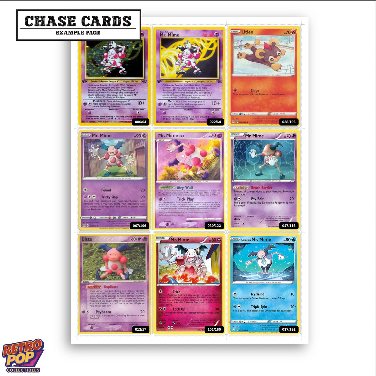 Printed Mr. Mime Pokemon placeholders in binder - real photo 2