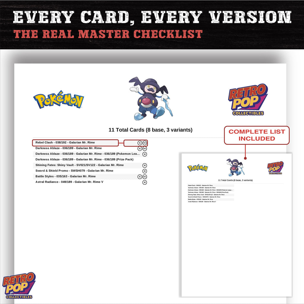 Mr. Rime master set checklist PDF preview - every card listed