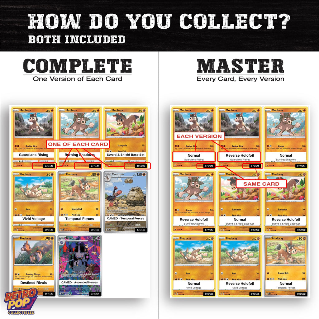 Complete Set vs Master Set versions of the Mudbray binder placeholders