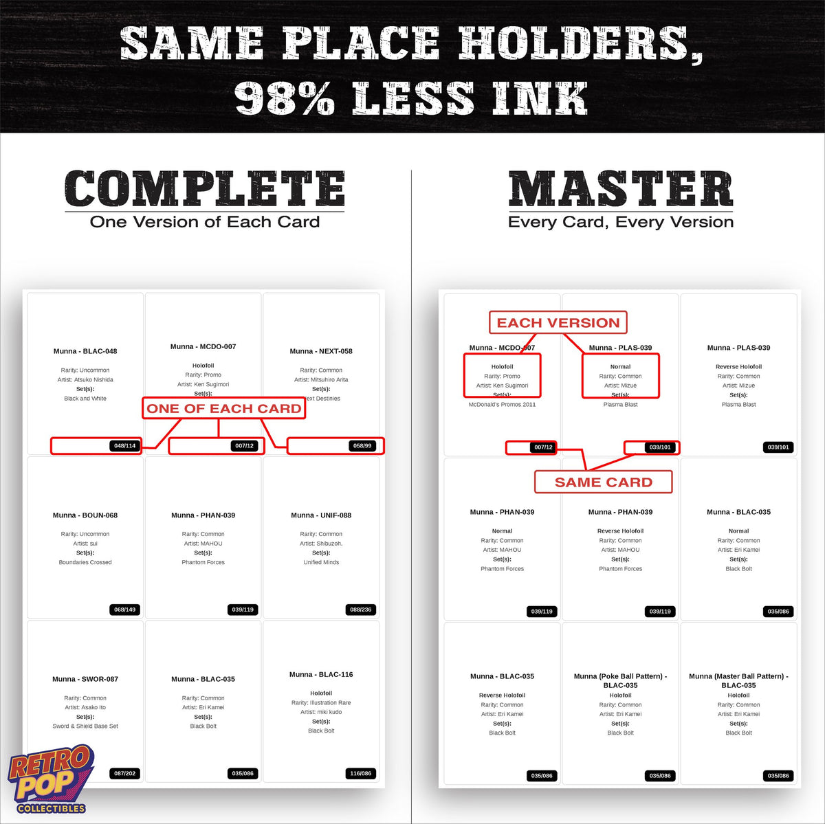 Ink saver greyscale Munna placeholder sheet - 98 percent less ink