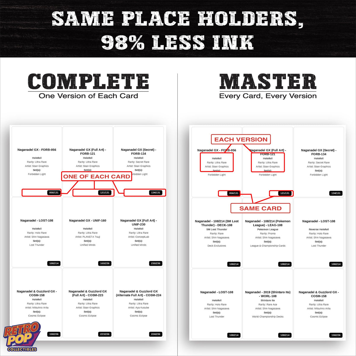 Ink saver greyscale Naganadel placeholder sheet - 98 percent less ink