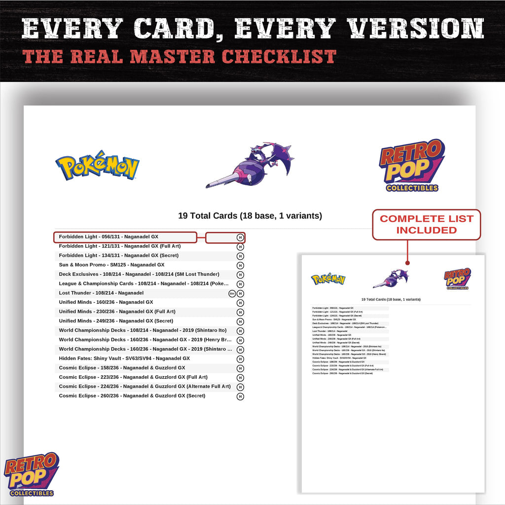 Naganadel master set checklist PDF preview - every card listed