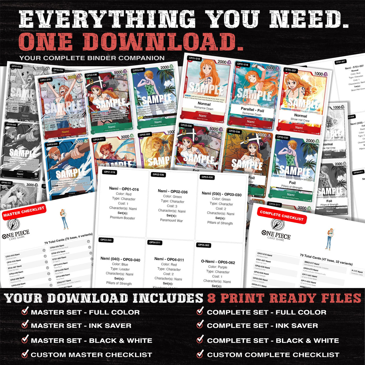 Everything included in the Nami One Piece placeholder download - 8 PDF files