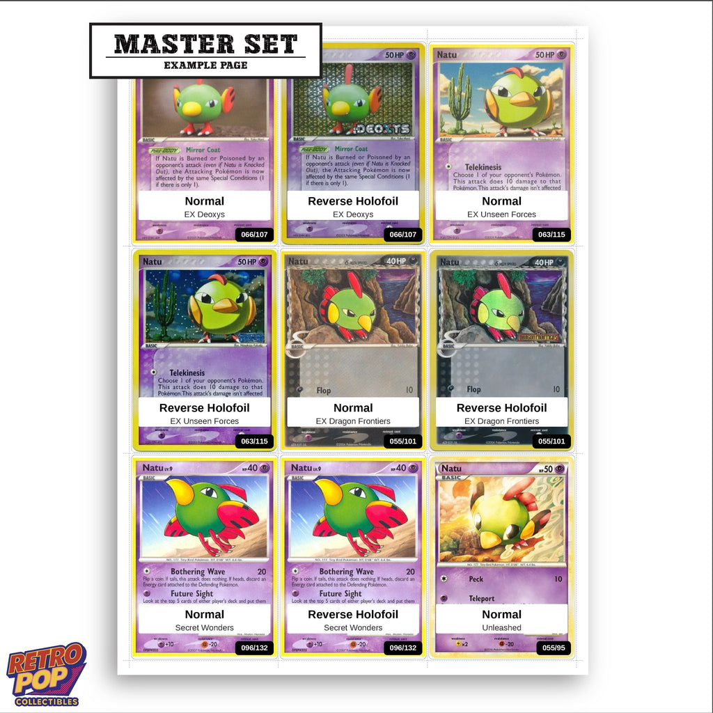 Printed Natu Pokemon placeholders in binder - real photo 3