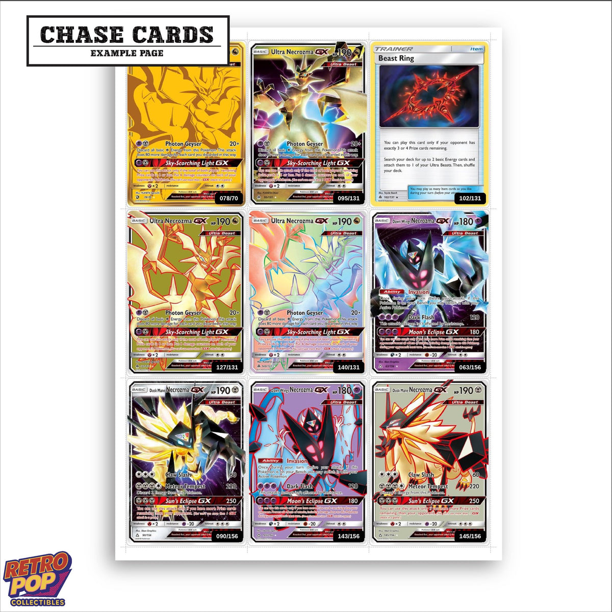 Printed Necrozma Pokemon placeholders in binder - real photo 2