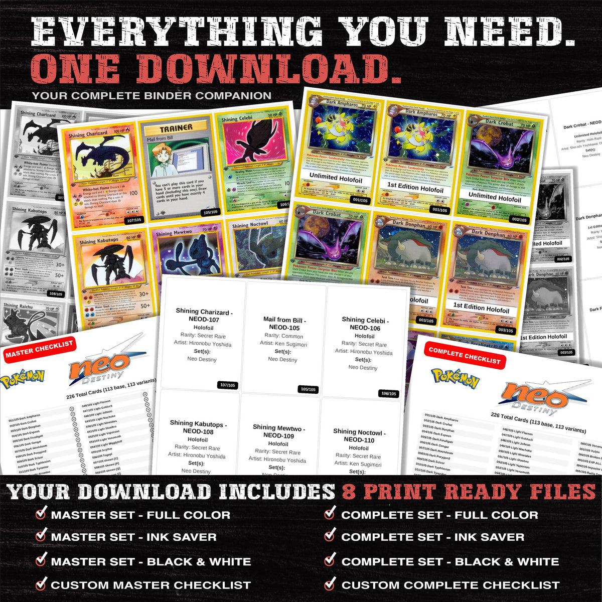 Everything included in the Neo Destiny placeholder download - 8 PDF files