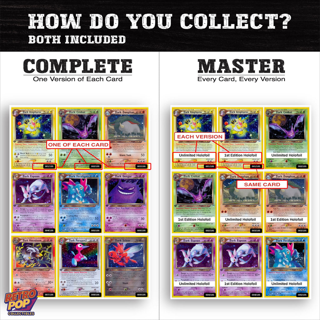 Complete Set vs Master Set versions of Neo Destiny binder placeholders