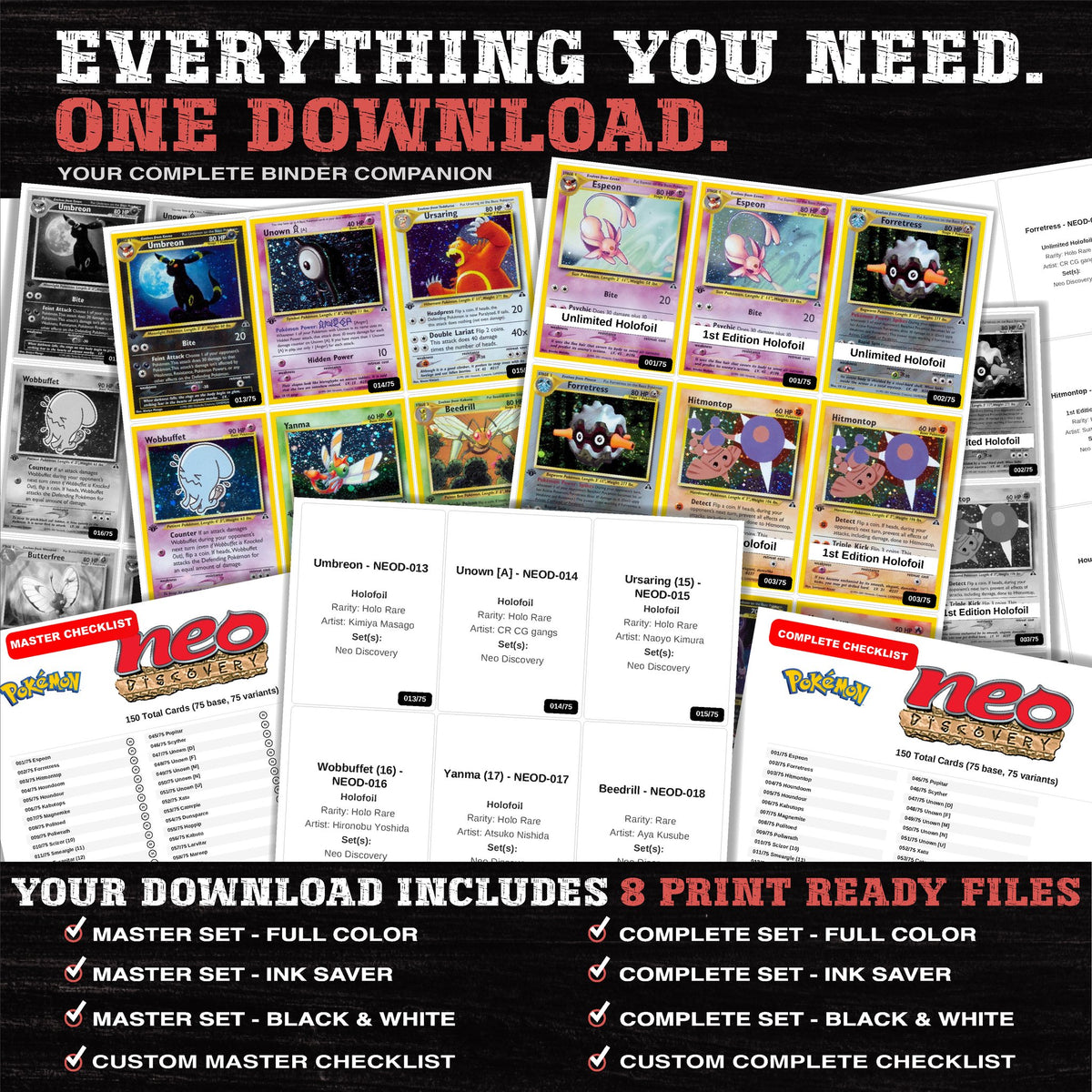 Everything included in the Neo Discovery placeholder download - 8 PDF files