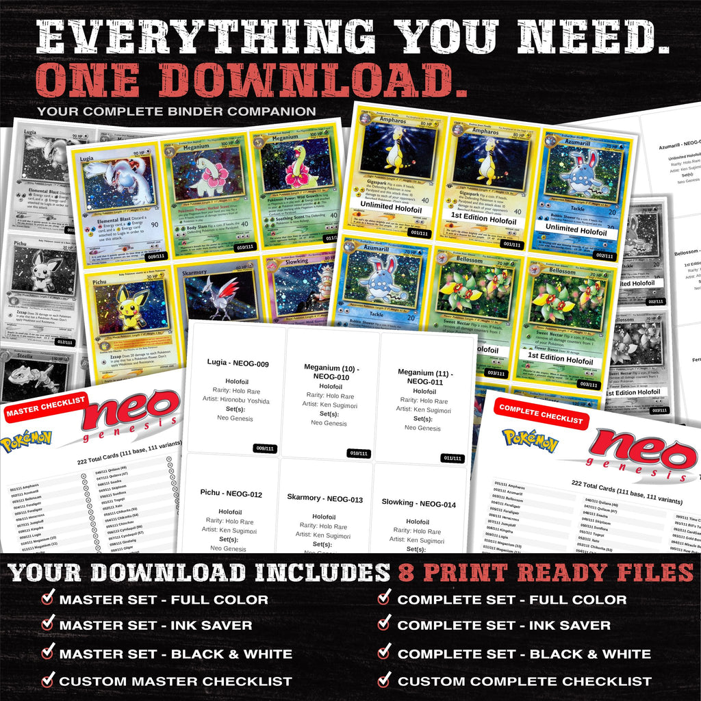 Everything included in the Neo Genesis placeholder download - 8 PDF files