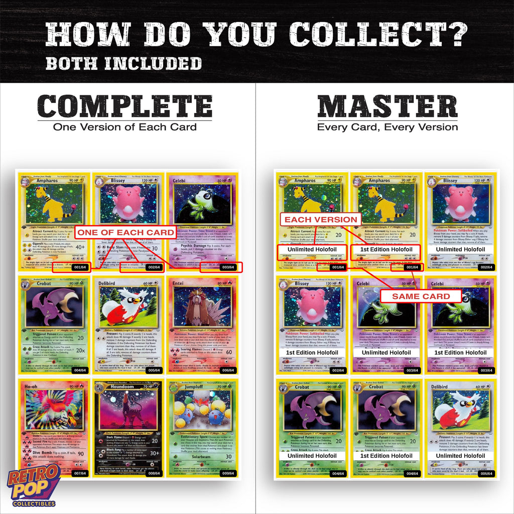 Complete Set vs Master Set versions of Neo Revelation binder placeholders
