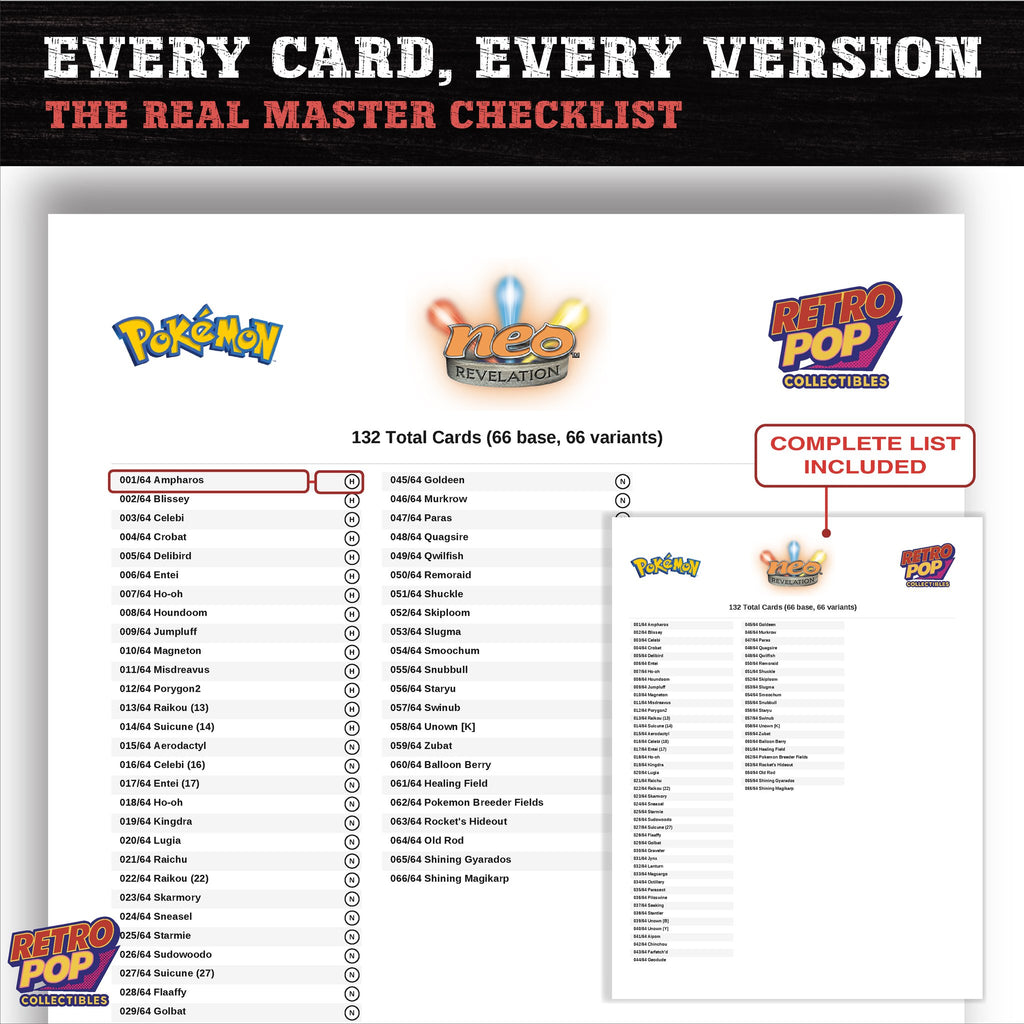 Neo Revelation Pokemon card checklist PDF preview