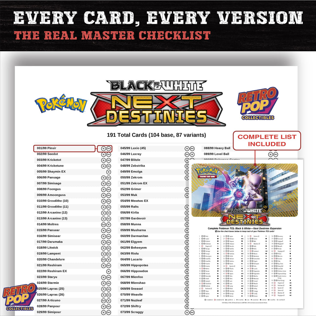 Next Destinies Pokemon card checklist PDF preview