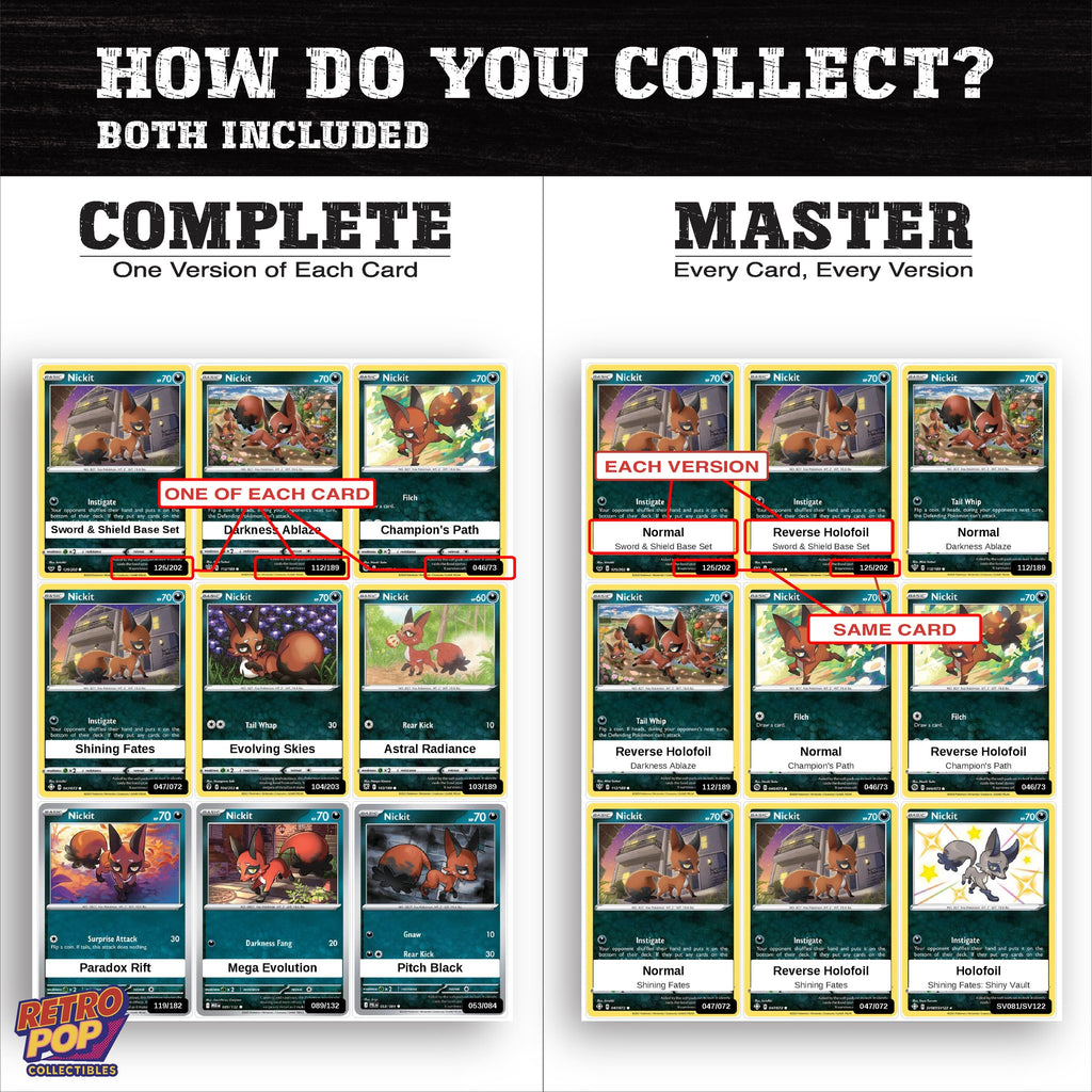 Complete Set vs Master Set versions of the Nickit binder placeholders