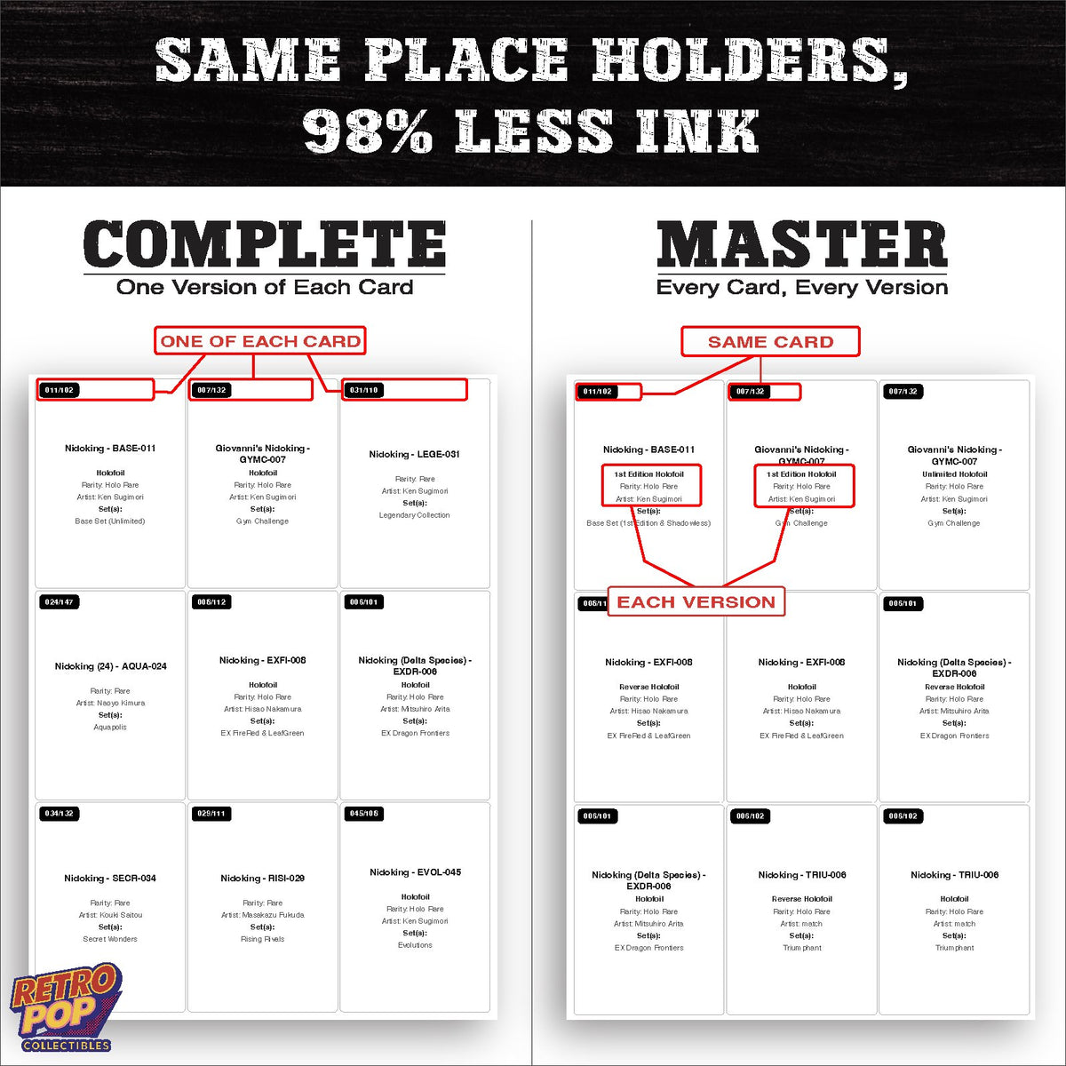 Ink saver greyscale Nidoking placeholder sheet - 98 percent less ink