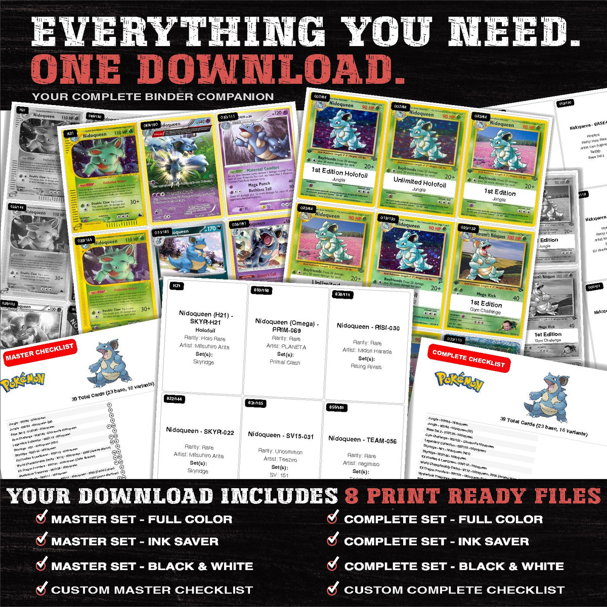 Everything included in the Nidoqueen master set download - 8 PDF files