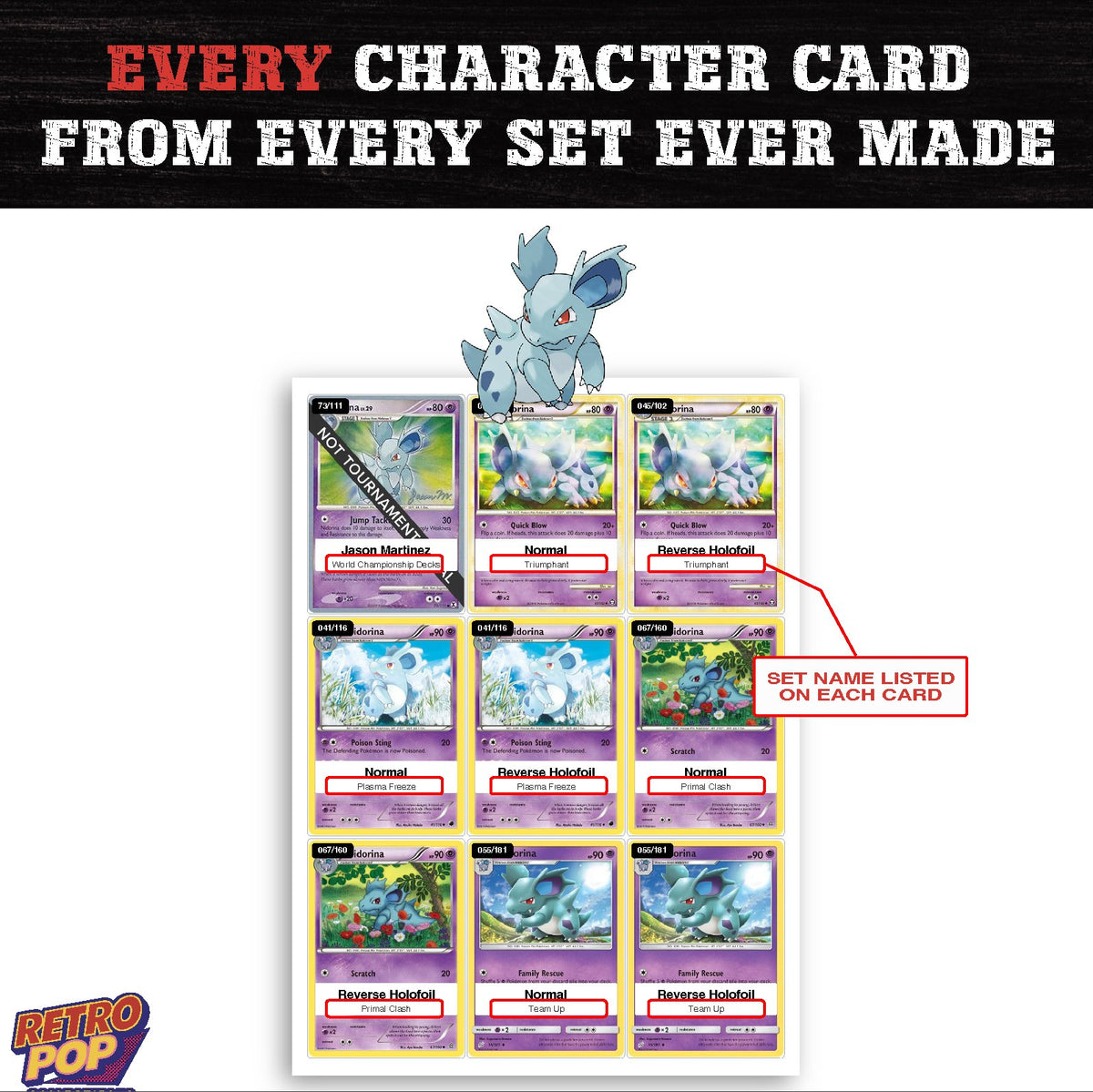 Nidorina card collection preview - every set Nidorina appears in