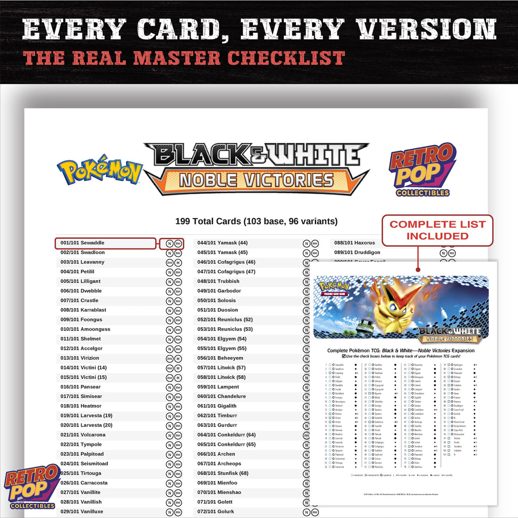 Noble Victories Pokemon card checklist PDF preview