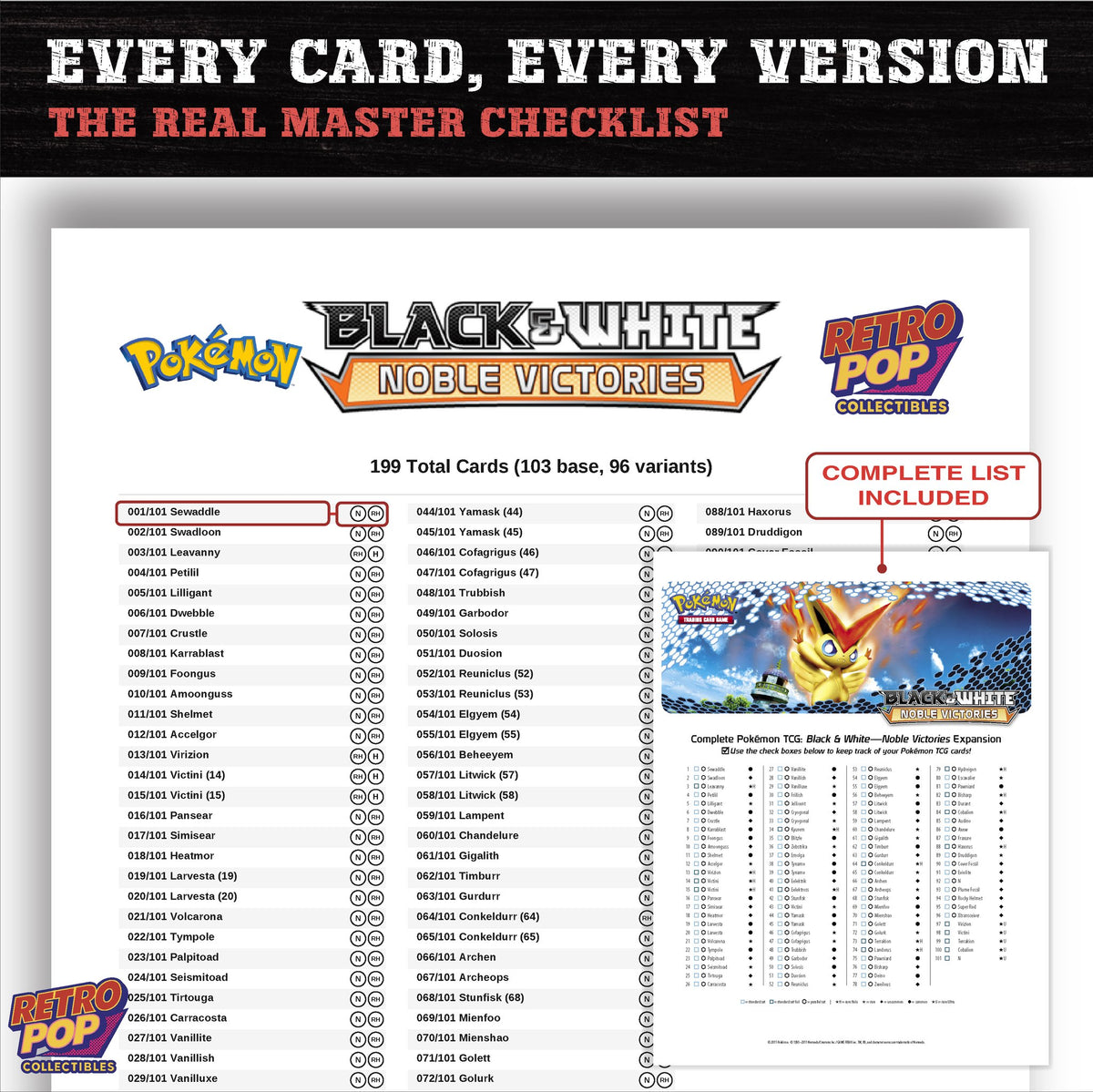 Noble Victories Pokemon card checklist PDF preview