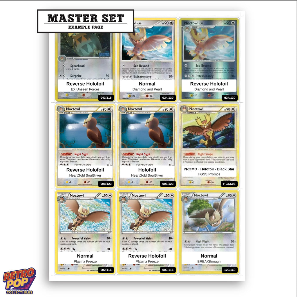 Printed Noctowl Pokemon placeholders in binder - real photo 3