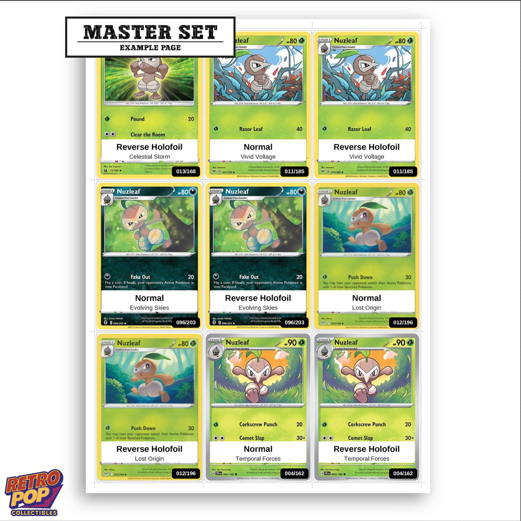 Printed Nuzleaf Pokemon placeholders in binder - real photo 3