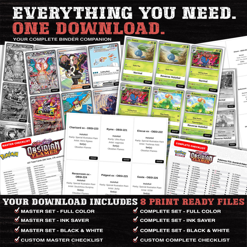 Everything included in the Obsidian Flames placeholder download - 8 PDF files