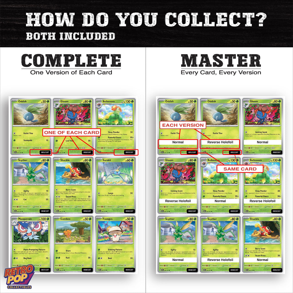 Complete Set vs Master Set versions of Obsidian Flames binder placeholders