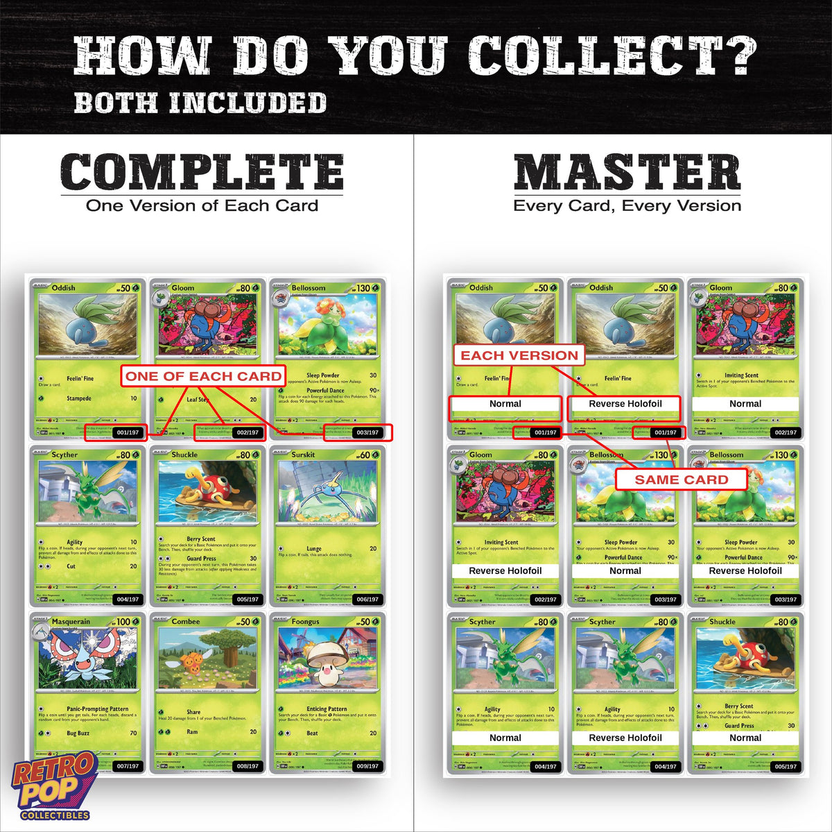 Complete Set vs Master Set versions of Obsidian Flames binder placeholders