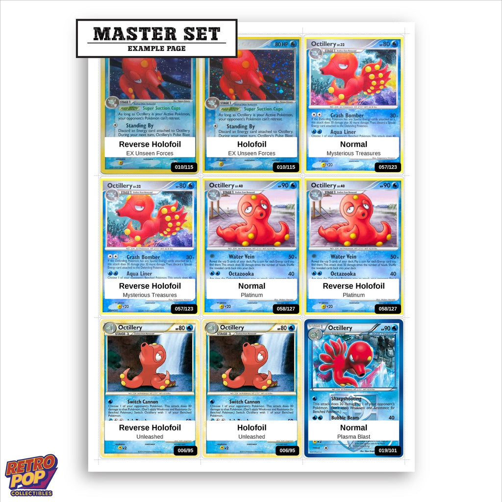 Printed Octillery Pokemon placeholders in binder - real photo 1
