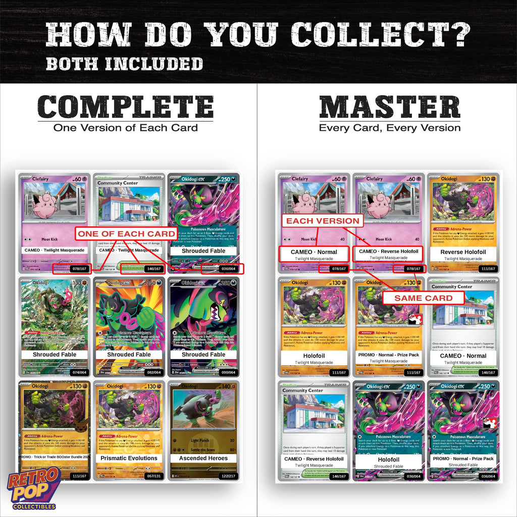 Complete Set vs Master Set versions of the Okidogi binder placeholders