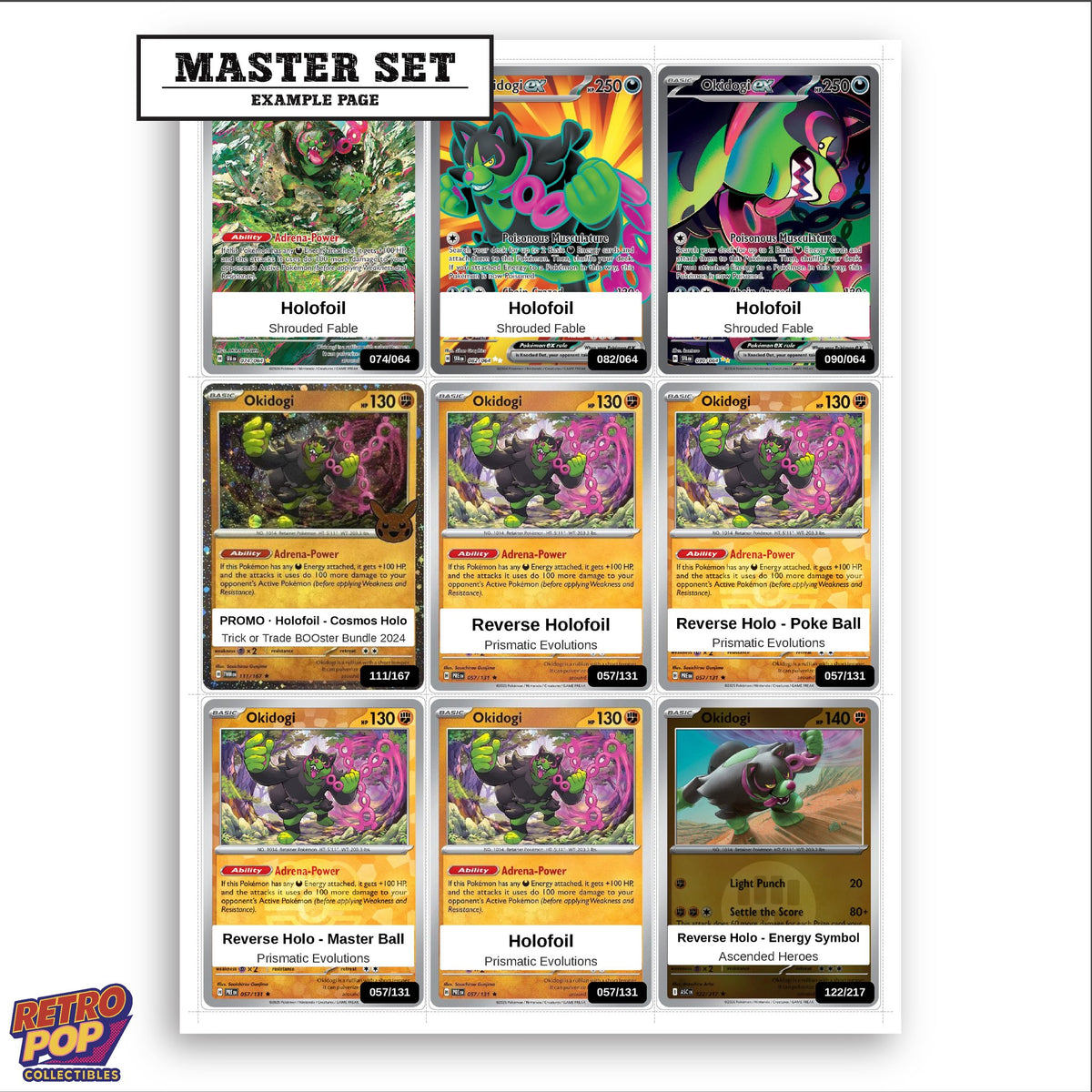 Printed Okidogi Pokemon placeholders in binder - real photo 3