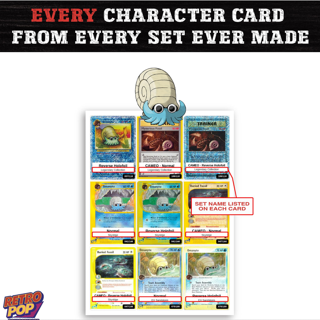 Omanyte card collection preview - every set Omanyte appears in