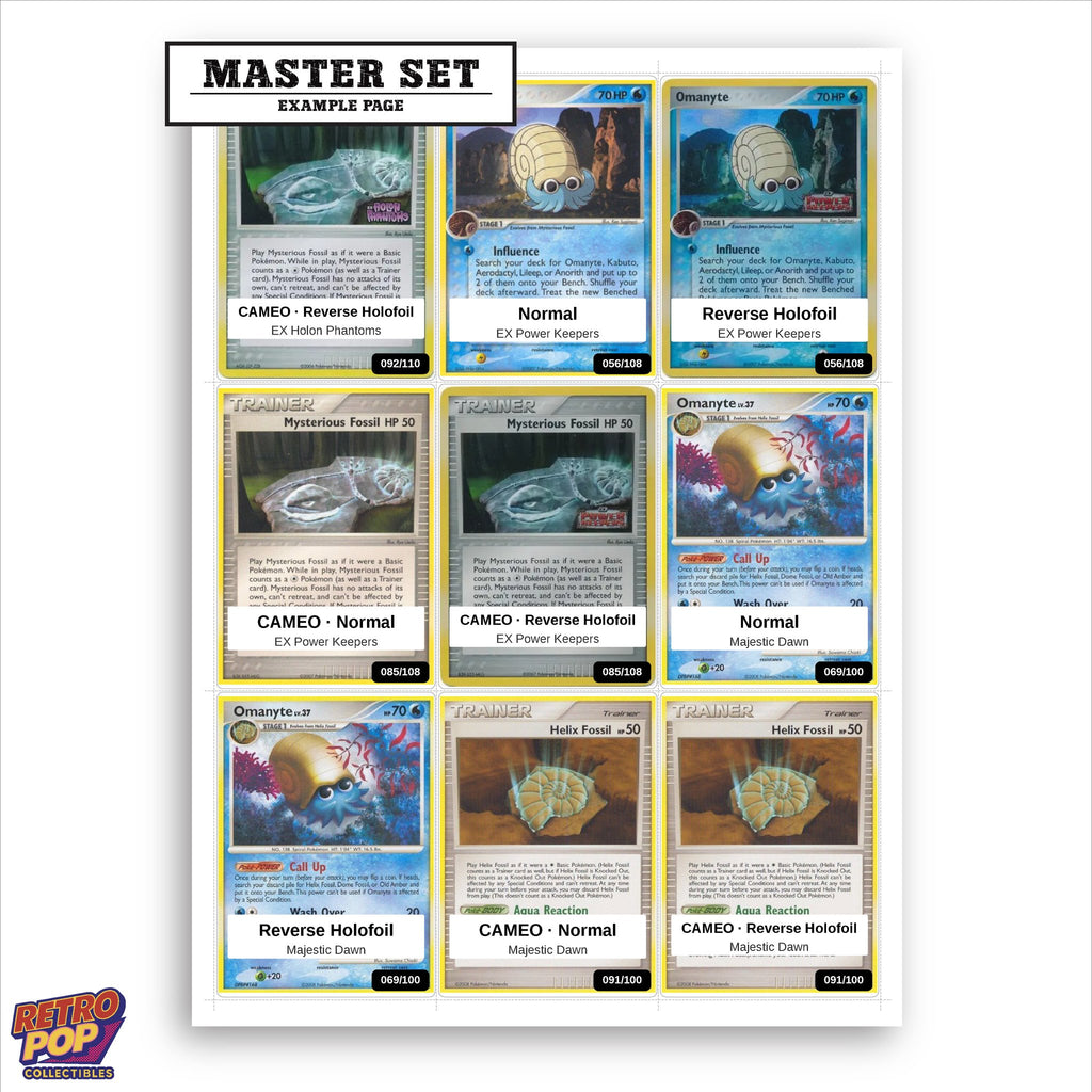 Printed Omanyte Pokemon placeholders in binder - real photo 1