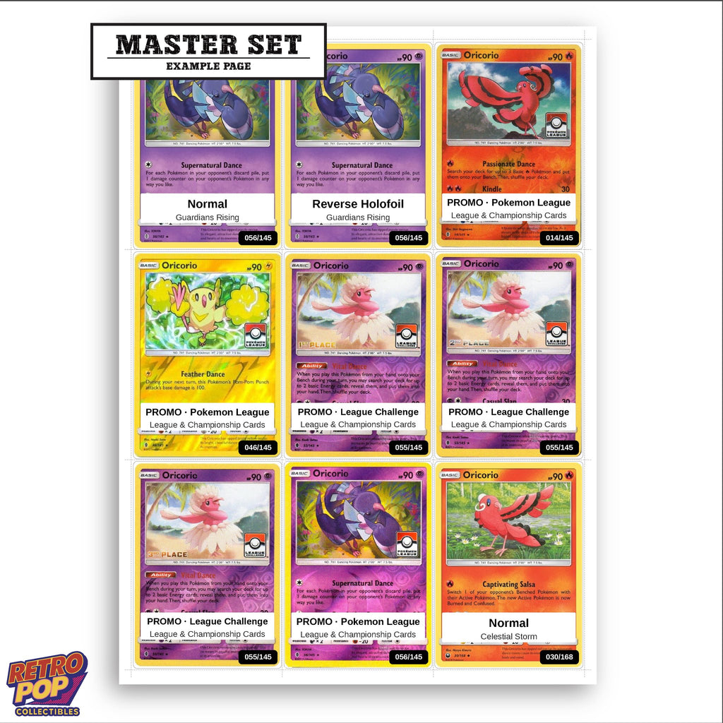 Printed Oricorio Pokemon placeholders in binder - real photo 3