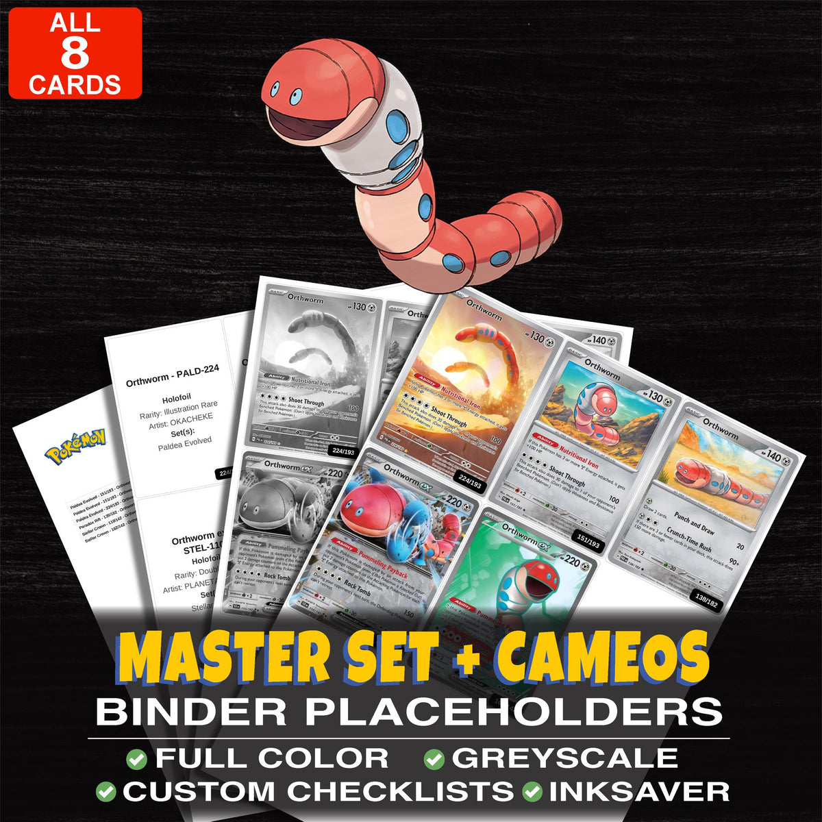 Every Orthworm Pokemon card ever made - master set binder placeholders with Orthworm