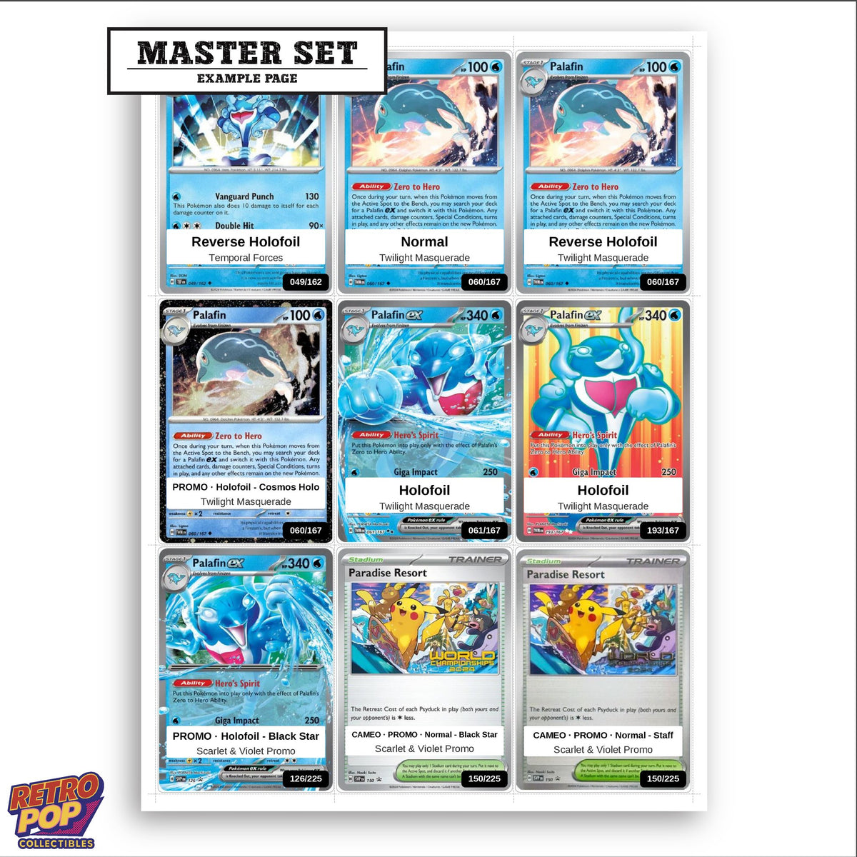 Printed Palafin Pokemon placeholders in binder - real photo 3