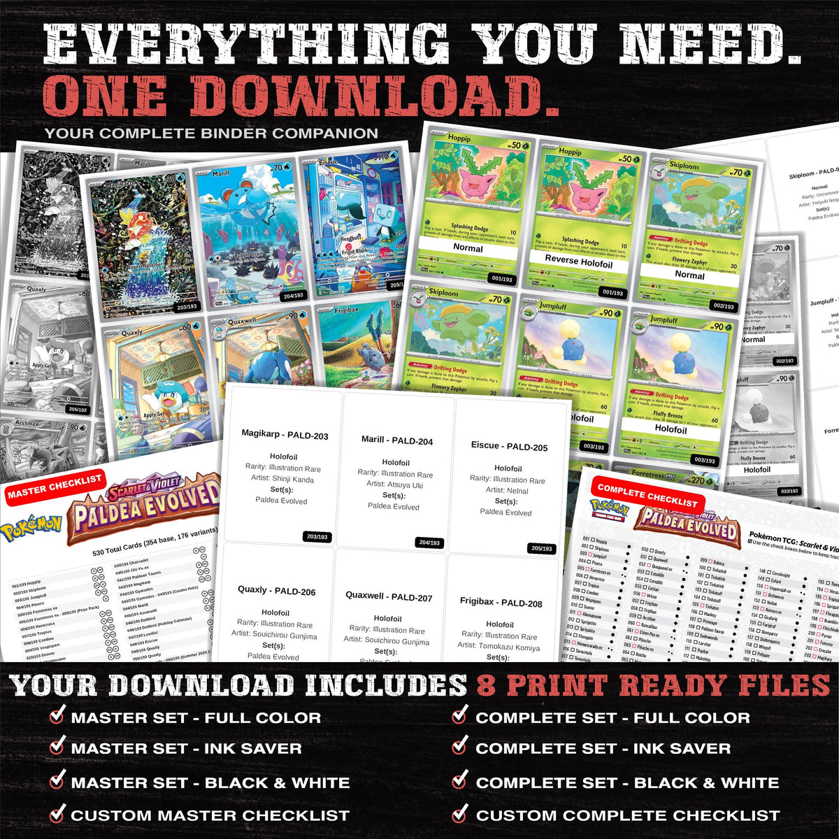 Everything included in the Paldea Evolved placeholder download - 8 PDF files