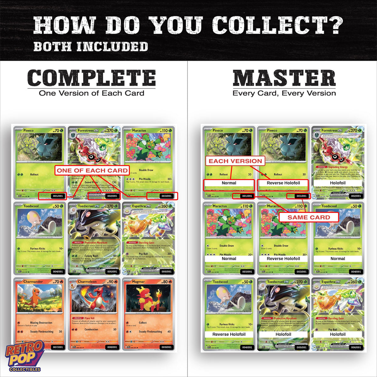 Complete Set vs Master Set versions of Paldean Fates binder placeholders
