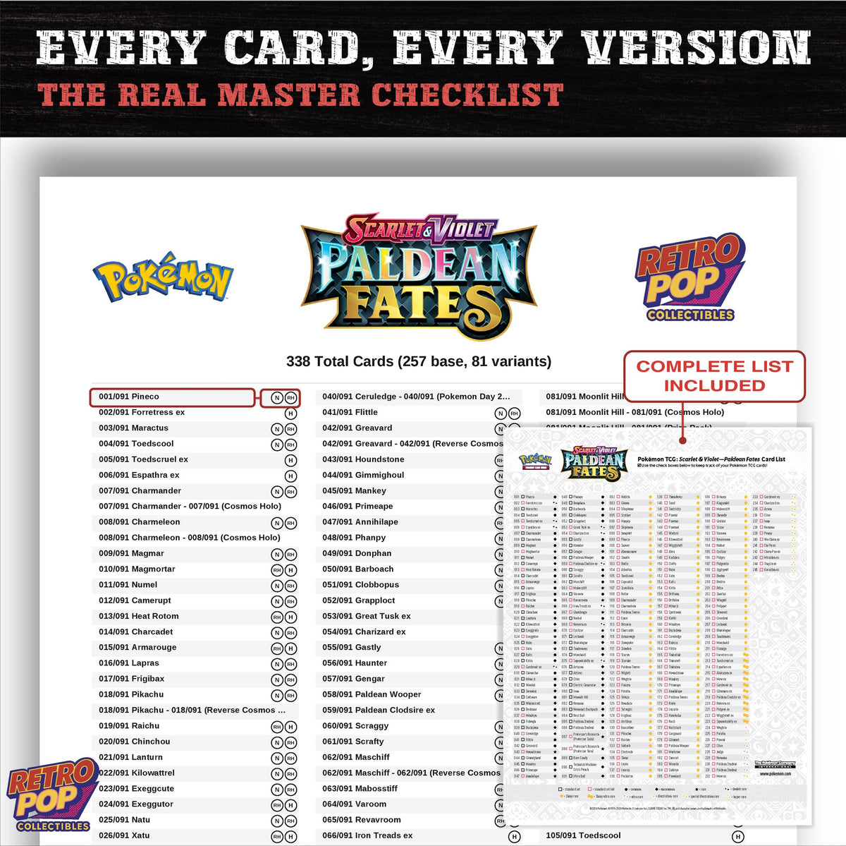Paldean Fates Pokemon card checklist PDF preview