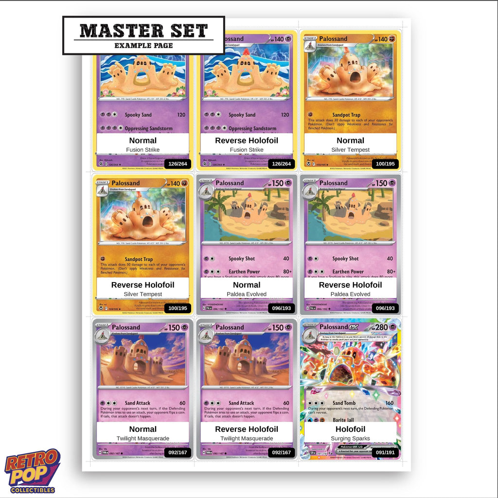 Printed Palossand Pokemon placeholders in binder - real photo 3