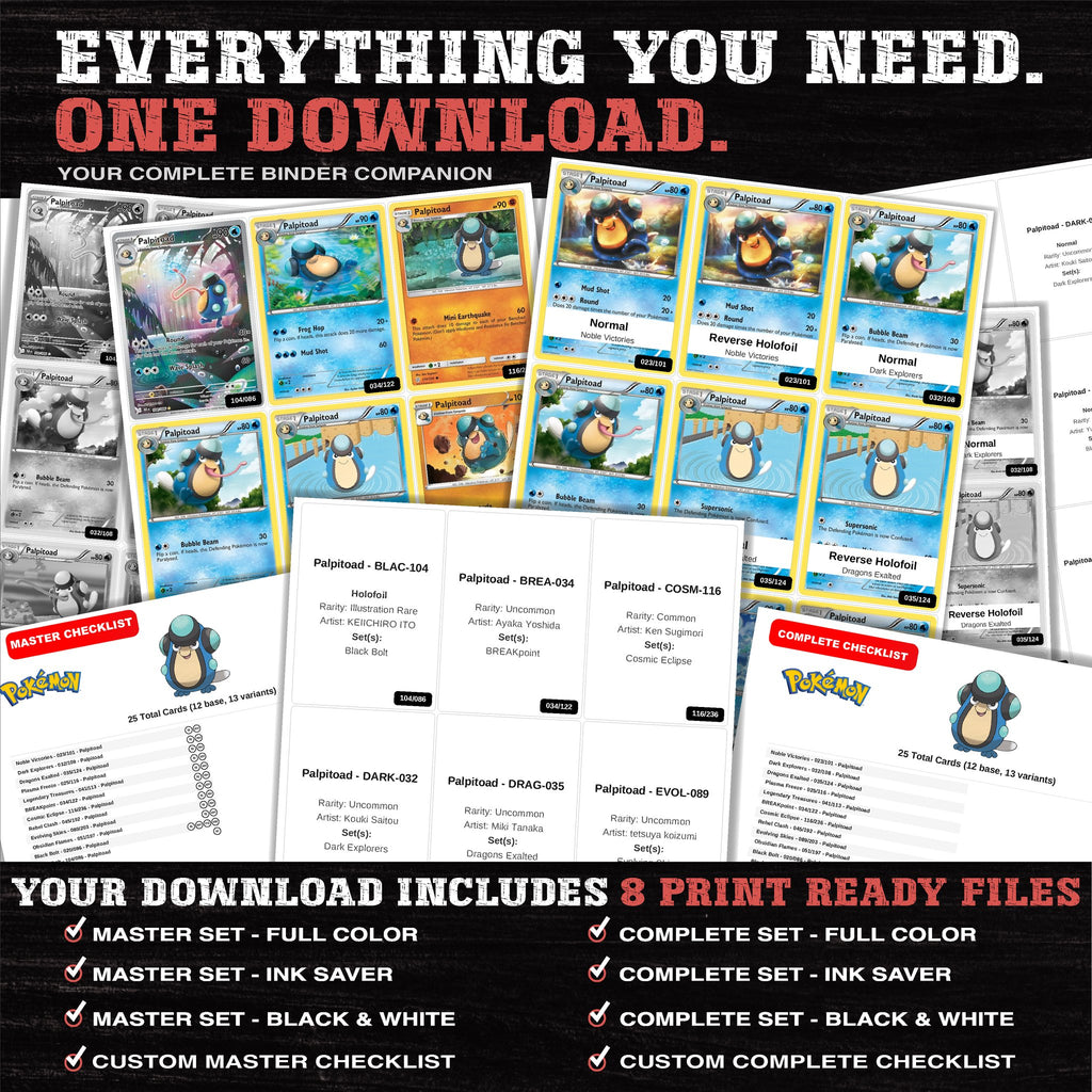 Everything included in the Palpitoad master set download - 8 PDF files