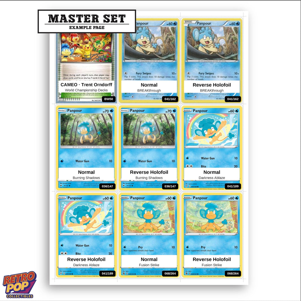 Printed Panpour Pokemon placeholders in binder - real photo 3