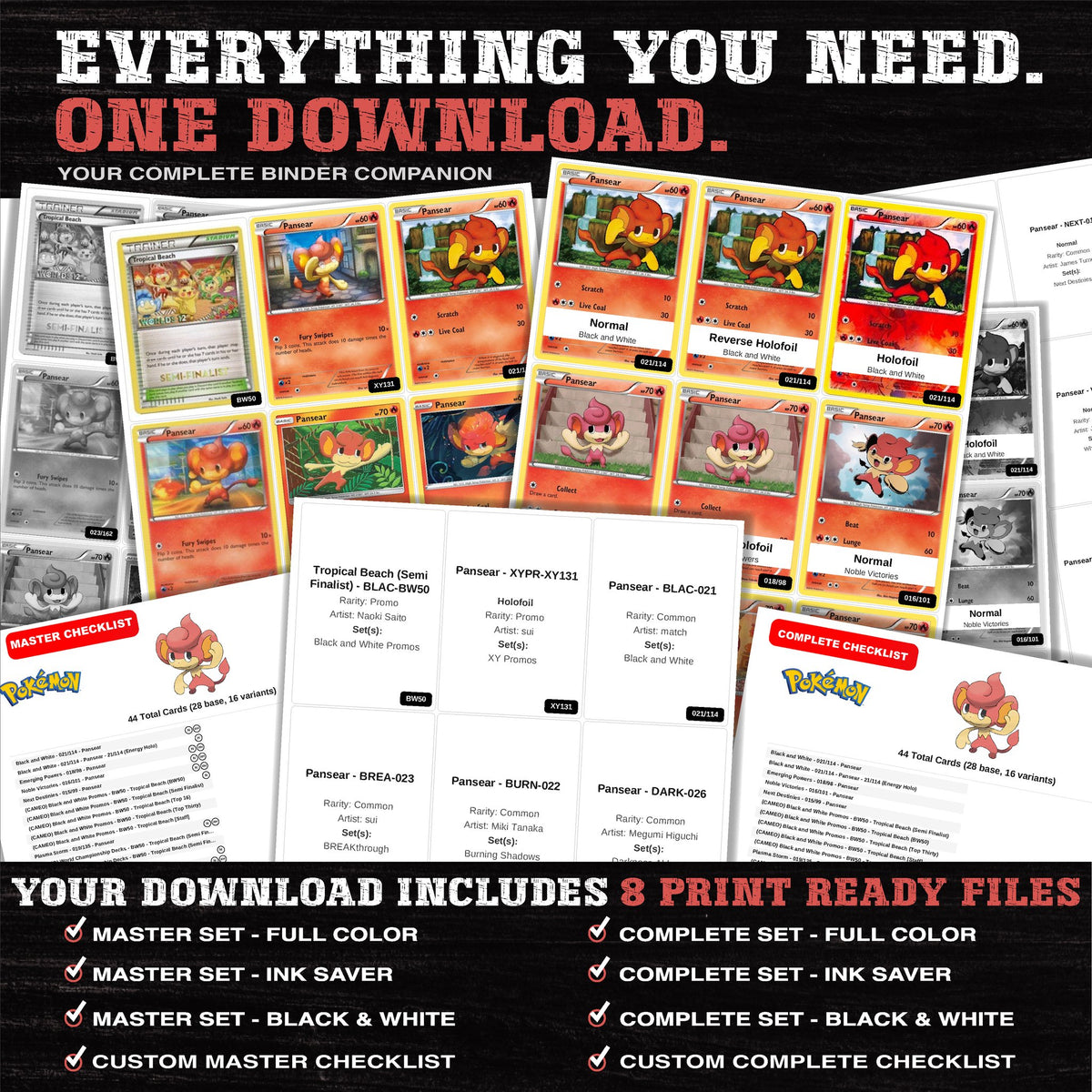 Everything included in the Pansear master set download - 8 PDF files