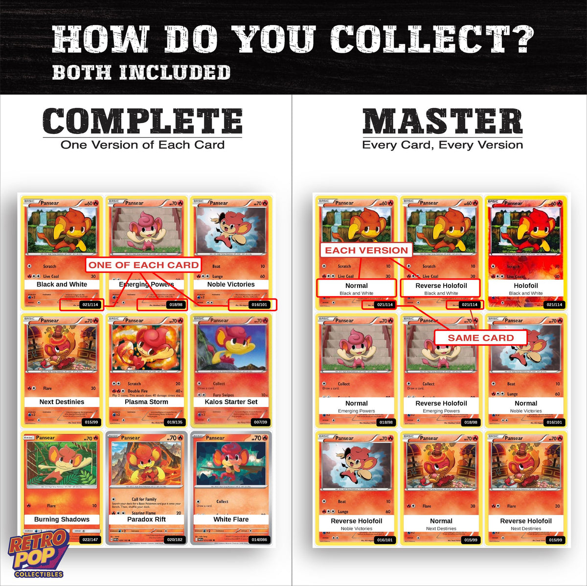 Complete Set vs Master Set versions of the Pansear binder placeholders