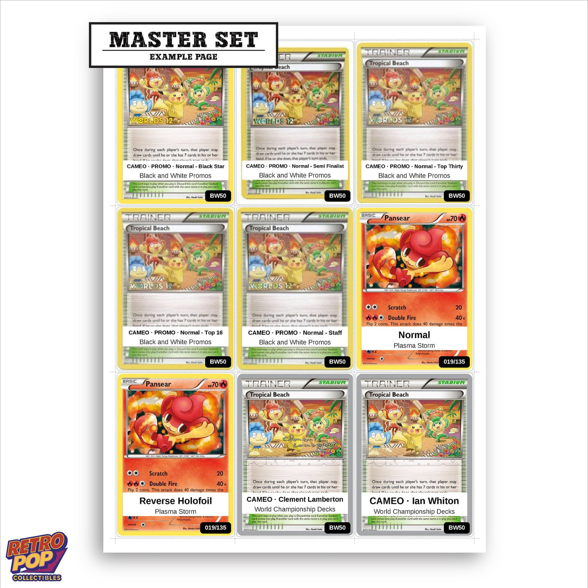 Printed Pansear Pokemon placeholders in binder - real photo 1