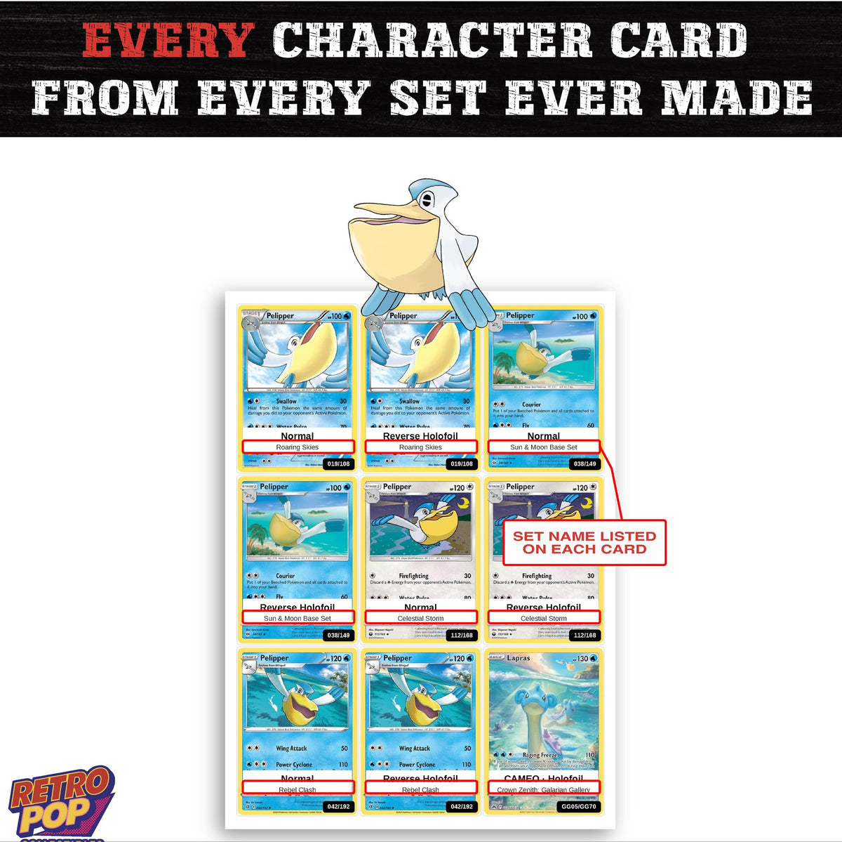 Pelipper card collection preview - every set Pelipper appears in