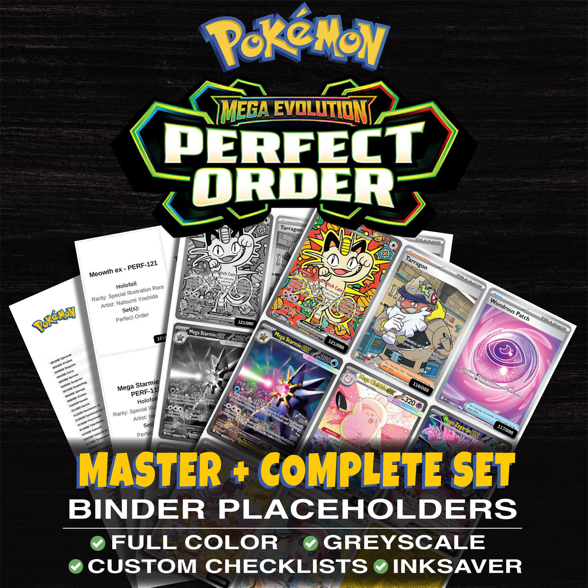 Perfect Order Pokemon binder placeholders printable PDF - includes Spinarak
