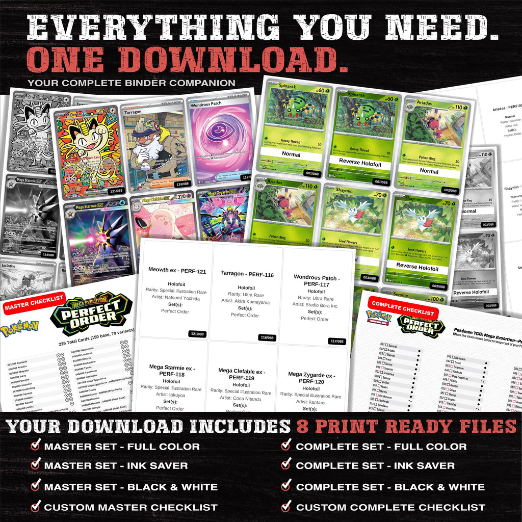 Everything included in the Perfect Order placeholder download - 8 PDF files