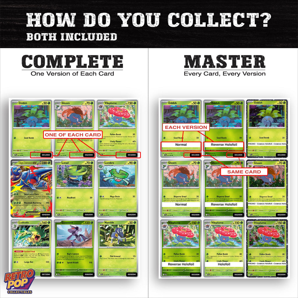 Complete Set vs Master Set versions of Phantasmal Flames binder placeholders