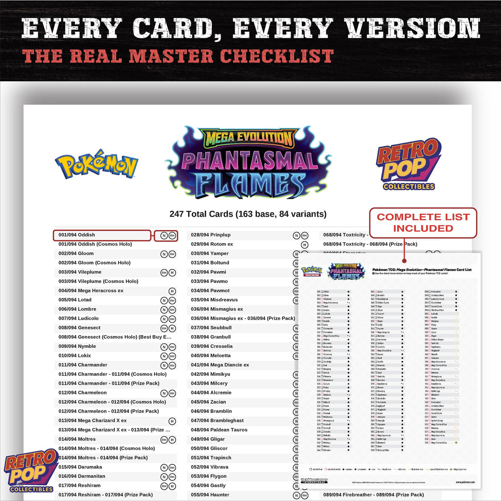Phantasmal Flames Pokemon card checklist PDF preview