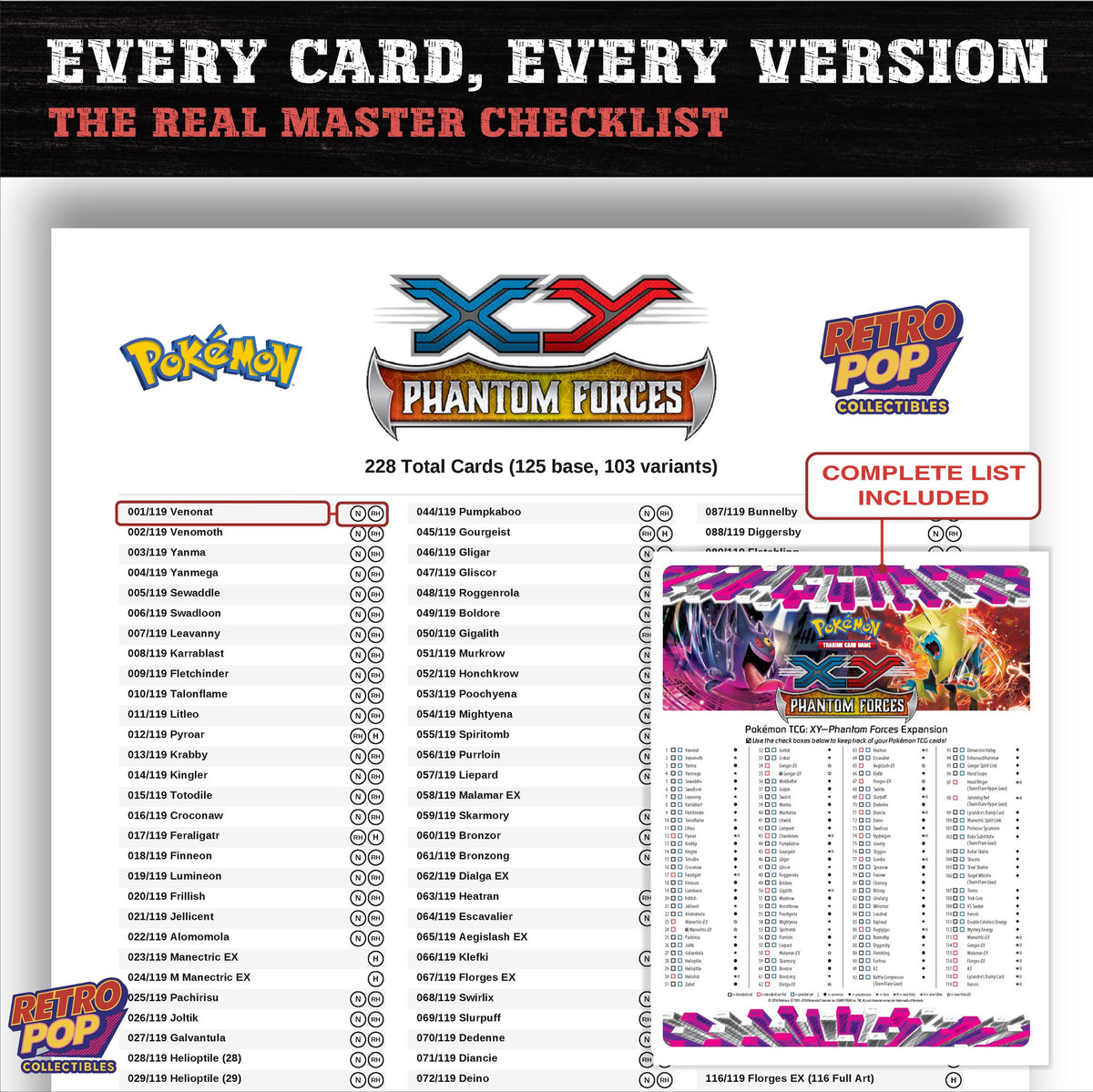 Phantom Forces Pokemon card checklist PDF preview